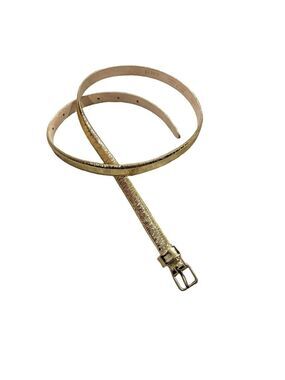 J Crew Sz S leather belt. Gold, narrow, classic, chic, accent